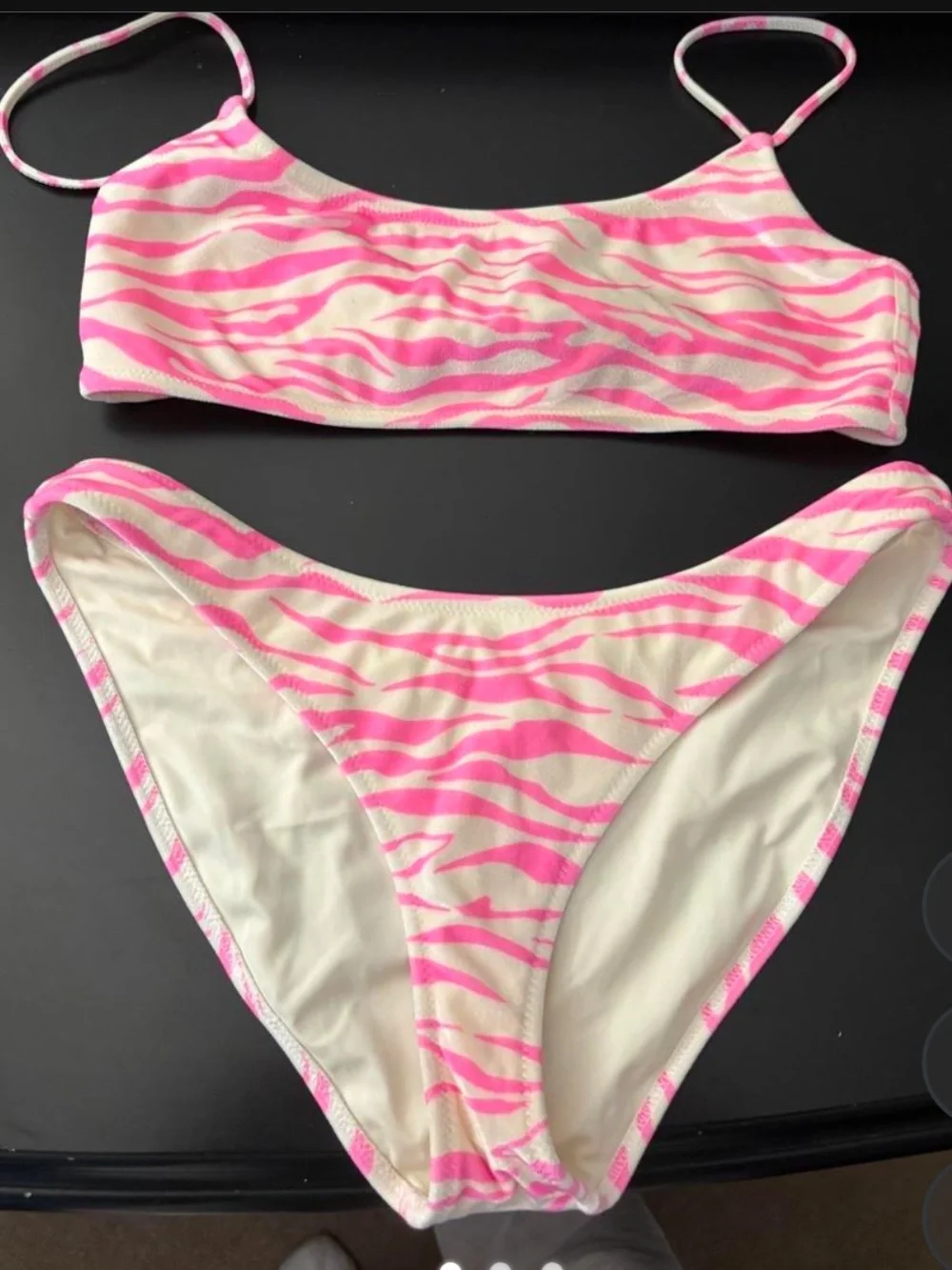 triangl swimwear Pink & White Zebra-Stripe Bikini Set